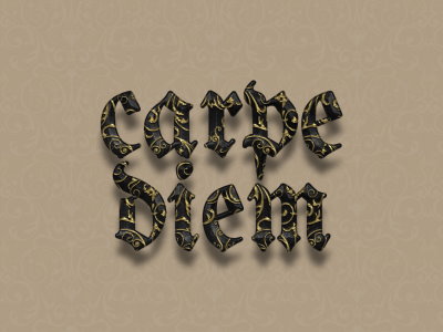 Carpe Diem Poster with Ornate Gold 3D Text Effect