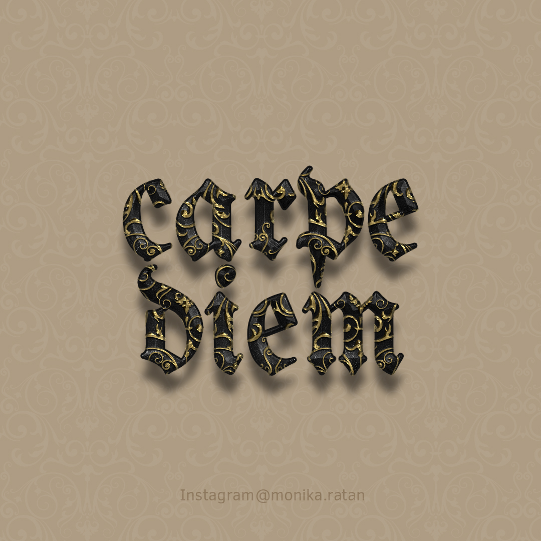 Carpe Diem Poster with Ornate Gold 3D Text Effect