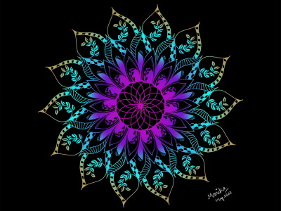 Colorful Mandala Design with Leafy Motifs